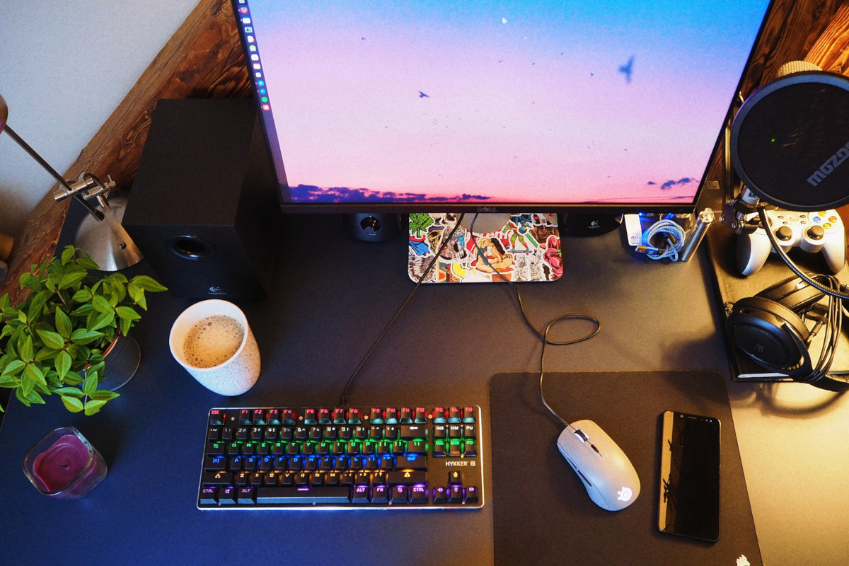 Top view of the desk